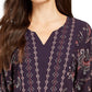 Style & Co Women's Printed Handkerchief-Hem Peasant Top Paisley Grape Size Extra Small