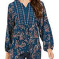 Style & Co Women's Printed Handkerchief-Hem Peasant Top Green Size Medium