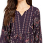 Style & Co Women's Printed Handkerchief-Hem Peasant Top  Purple Size Large