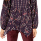 Style & Co Women's Printed Handkerchief-Hem Peasant Top  Purple Size Large
