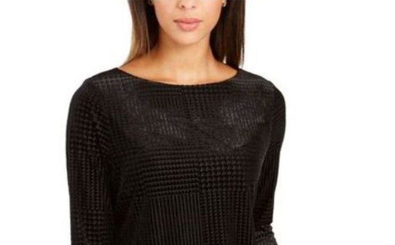 Charter Club Women's Textured Velvet Top Black Size XX-Large