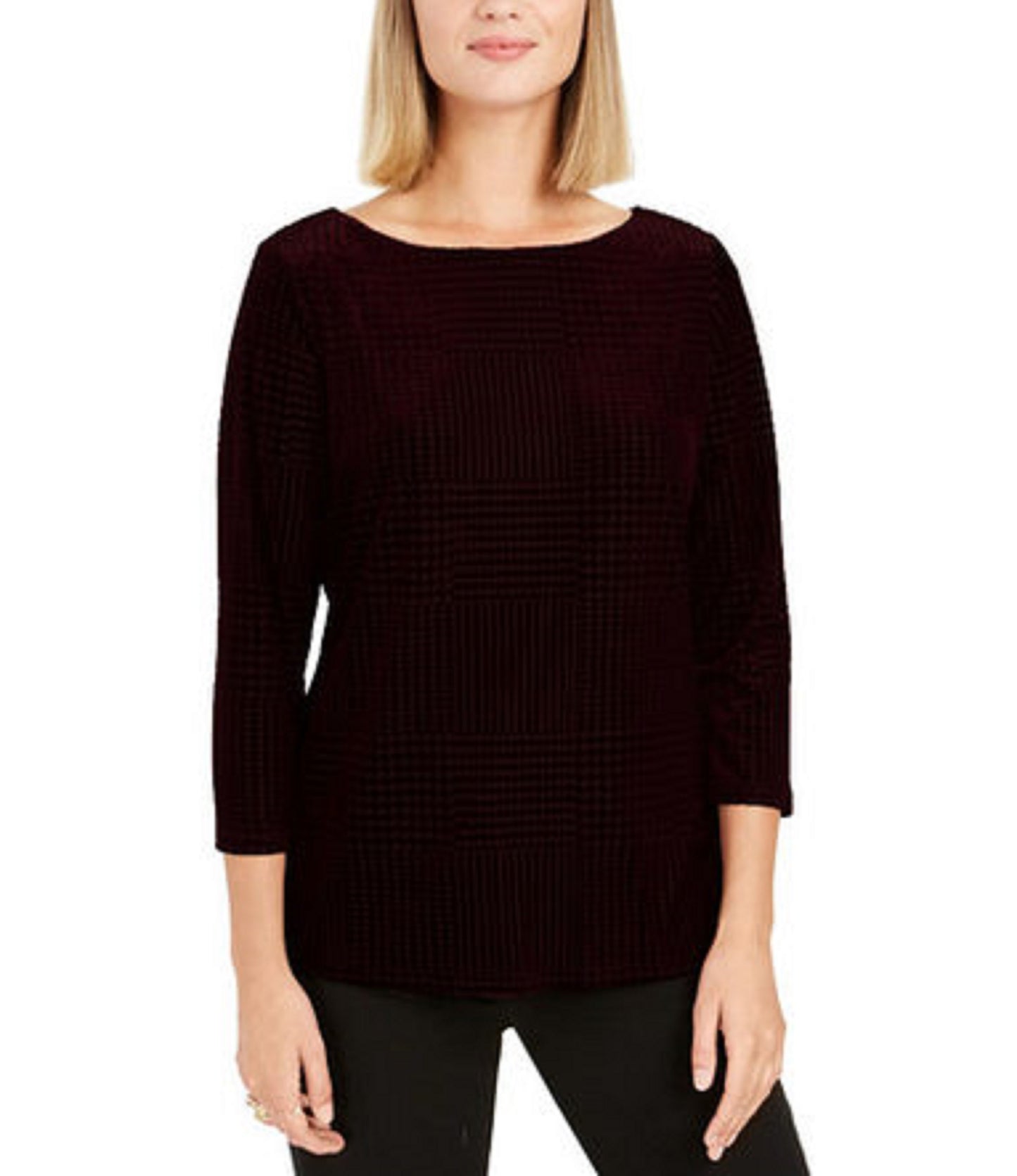 Charter Club Women's Textured Velvet Top Black Size Large