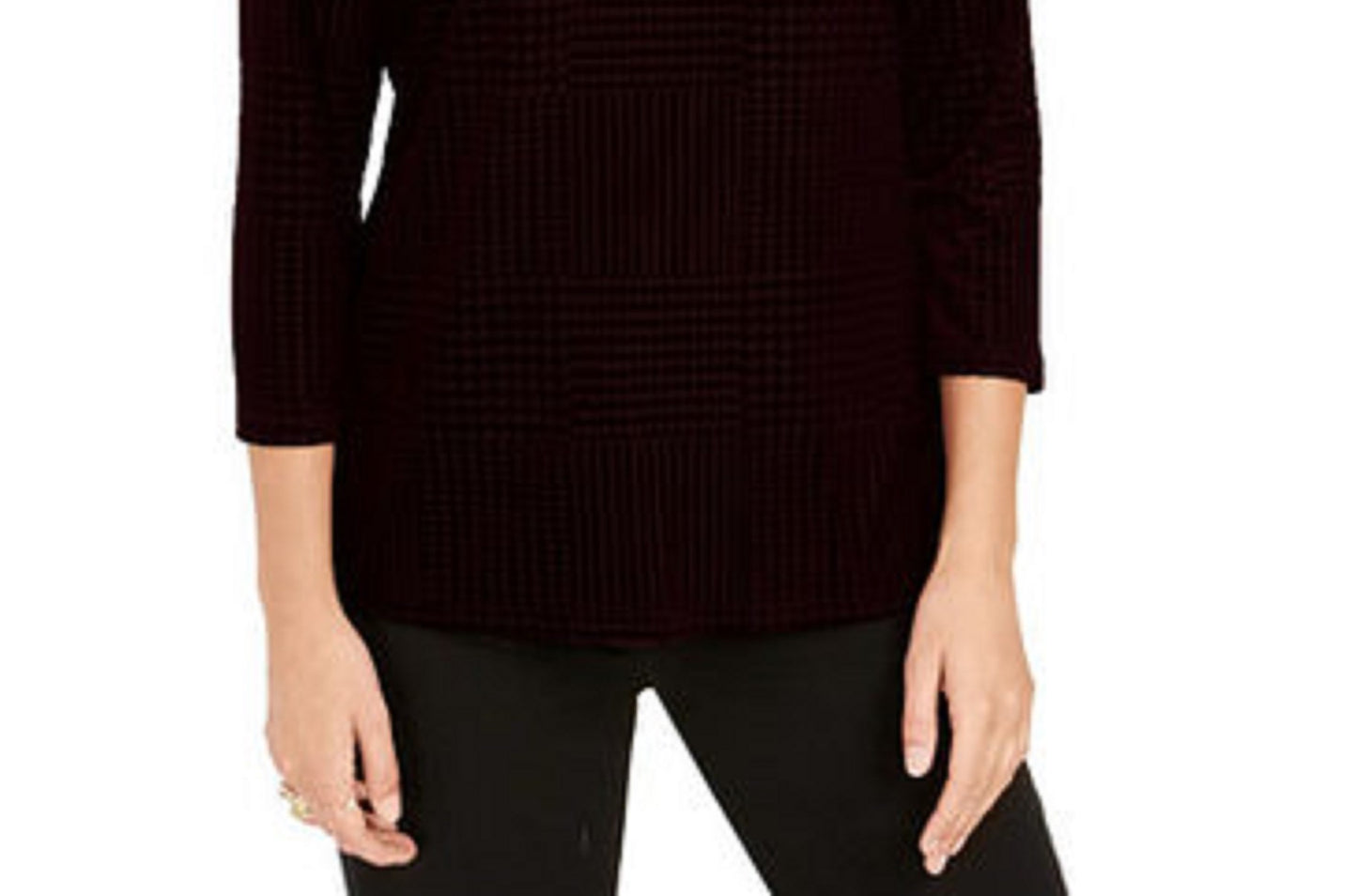 Charter Club Women's Textured Velvet Top Black Size Large