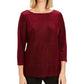 Charter Club Women's Textured Velvet Top  Red Size Small