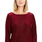 Charter Club Women's Textured Velvet Top  Red Size Small