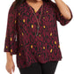 JM Collection Women'sCollection Plus Size Animal-Print Blouse & Necklace  Purple Size 3 Extra Large