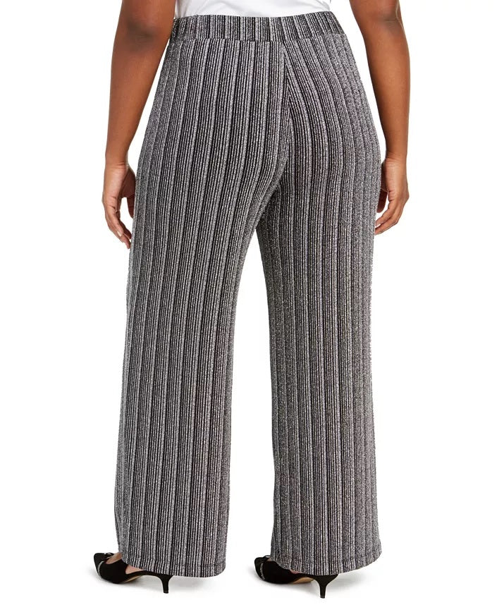 JM Collection Women's Plus Size Metallic Soft Pants Black Size X-Large
