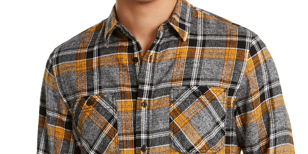 American Rag Men's Alex Plaid Shirt Gray Size Small
