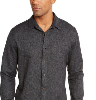 American Rag Men's Matt Regular-Fit Brushed Twill Shirt Black Size Large
