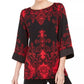 JM Collection Women's Drop Shoulder Satin Tunic Black Size Petite Medium