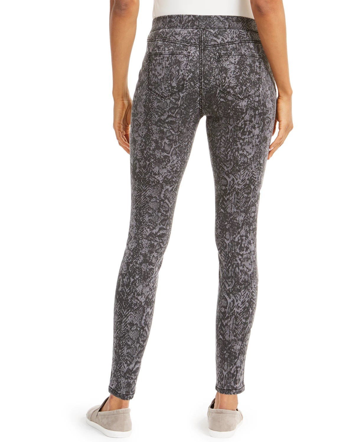 Style & Co Women's Snake-Print Jeggings Gray Size Small