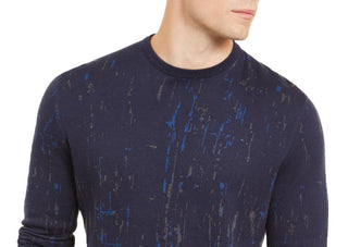 Alfani Men's Paint Splatter Crewneck Sweater Navy Size Small
