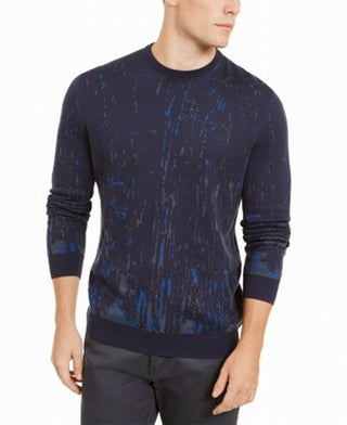 Alfani Men's Paint Splatter Crewneck Sweater Blue Size XX-Large