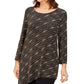 JM Women's Collection Asymmetrical Metallic Top Black Size Medium