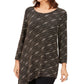 JM Collection Women's Asymmetrical Metallic Top Black Size X-Large