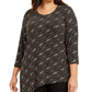 JM Collection Women's Size Asymmetrical Metallic Top Black Size Small