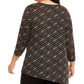 JM Collection Women's Size Asymmetrical Metallic Top Black Size Small