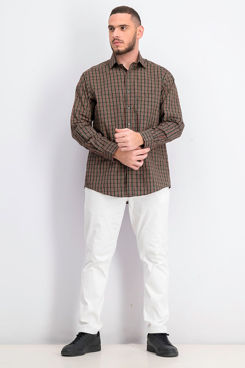 Club Room Men's Classic/Regular-Fit Stretch Wrinkle-Resistant Tartan Dress Shirt Black Size 34-35