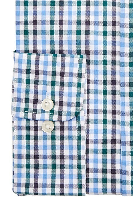 Club Room Men's Regular-Fit Stretch Wrinkle-Resistant Gingham Dress Shirt Blue Size 16.5x34-35