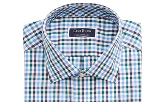 Club Room Men's Classic/Regular-Fit Stretch Wrinkle-Resistant Gingham Dress Shirt Blue Size 36-37