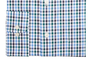 Club Room Men's Classic/Regular-Fit Stretch Wrinkle-Resistant Gingham Dress Shirt Blue-Green Size 32X33