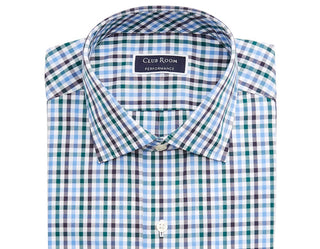 Club Room Men's Classic/Regular-Fit Stretch Wrinkle-Resistant Gingham Dress Shirt Navy Size 34-35