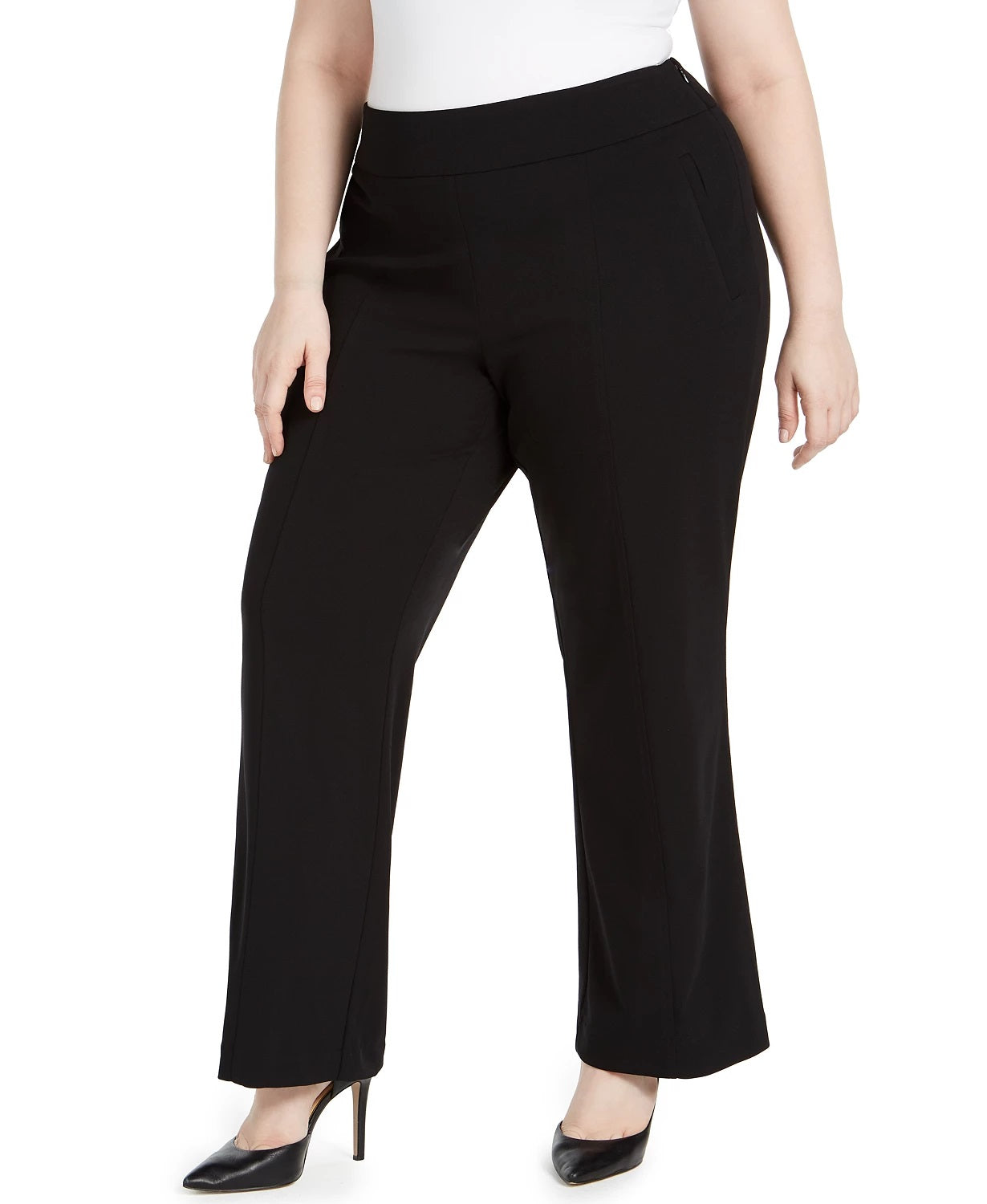 INC International Concepts Women's Plus Size High-Waist Trousers Black Size 28W