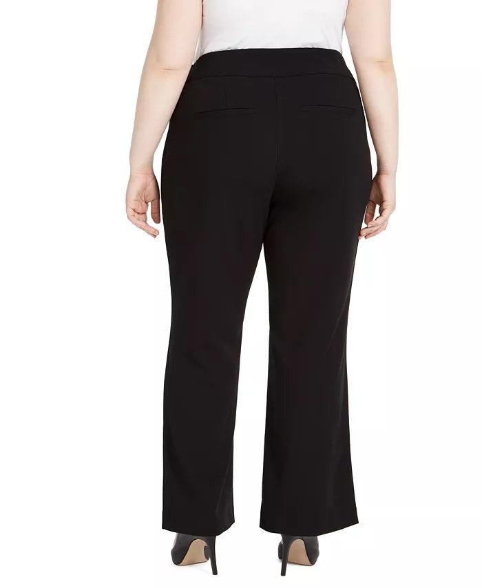 INC International Concepts Women's Plus Size High-Waist Trousers Black Size 28W