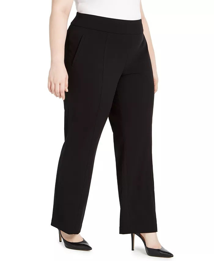 INC International Concepts Women's Plus Size High-Waist Trousers Black Size 28W