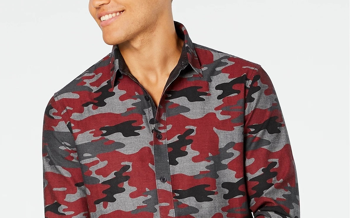 American Rag Men's Camo Shirt Red Size Medium