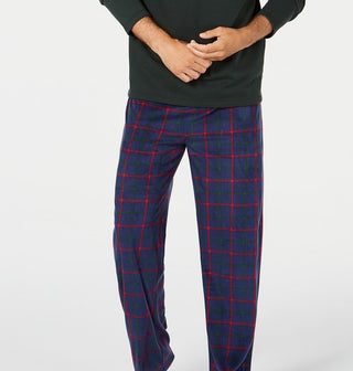 Club Room Men's Plaid Fleece Pajama Set Navy / Red/ Green Size Small
