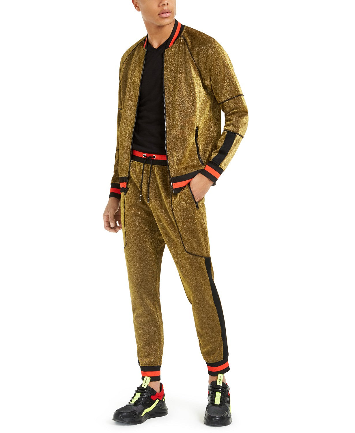 INC International Concepts Men's Disco Track Jacket Gold Size Large