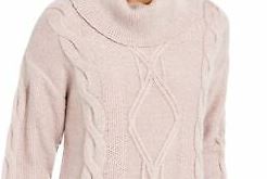 Charter Club Women's Cowl-Neck Cable-Knit Glitter Sweater pink Size XX-Large