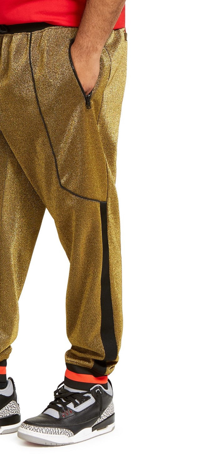 INC International Concepts Men's Big & Tall Metallic Jogger Pants Yellow Size XX Large