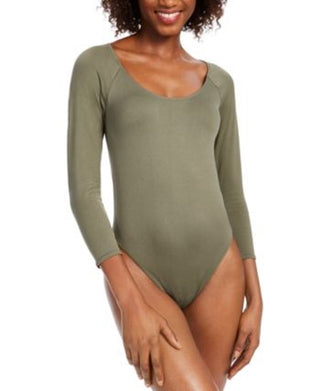 Bar III Women's Scoop Neckline Bodysuit Green Size Large
