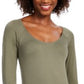 Bar III Women's Scoop Neckline Bodysuit Green Size Large