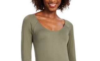 Bar III Women's Scoop Neckline Bodysuit Green Size Large