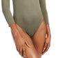Bar III Women's Scoop Neckline Bodysuit Green Size Medium