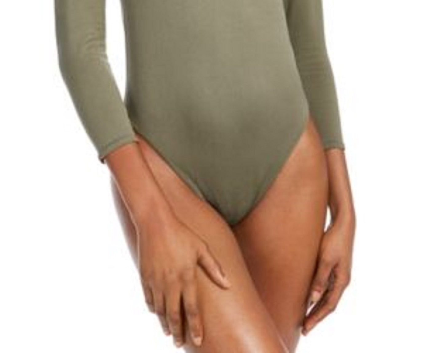 Bar III Women's Scoop Neckline Bodysuit Green Size Medium