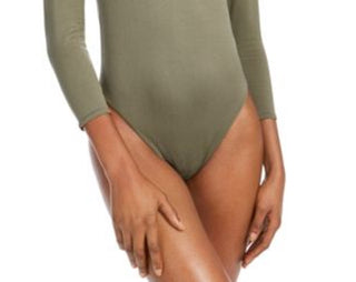 Bar III Women's Scoop Neckline Bodysuit Green Size Medium