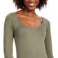 Bar III Women's Scoop Neckline Bodysuit Green Size X-Large