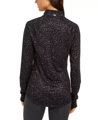 Ideology Women's Printed Quarter-Zip  Black Size Extra Small