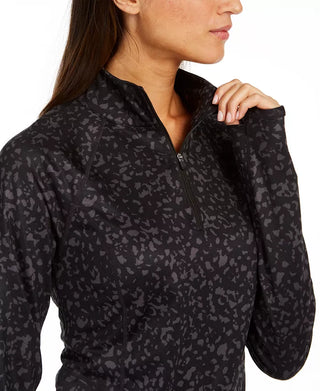 Ideology Women's Printed Quarter-Zip  Black Size Extra Small