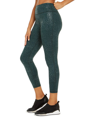 Ideology Women's Tonal Animal-Print Leggings Dark Green Size X-Small