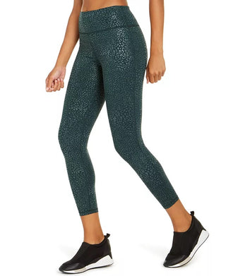 Ideology Women's Tonal Animal Print Leggings Dark Green Size XX-Large