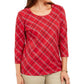 Karen Scott Women's Petite Plaid Top Red Size Medium