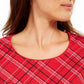 Karen Scott Women's Plaid Top  Bright Red Size Petite Small