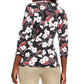Karen Scott Women's Printed 3/4-Sleeve Henley Top  Red Size Small