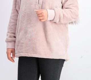 Ideology Women's Faux-Fur Quarter-Zip Hoodie Pink Size X-Small