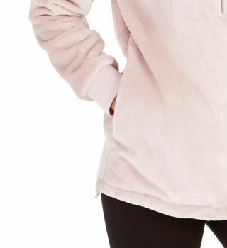 Ideology Women's Faux-Fur Quarter-Zip Hoodie Pink Size Small